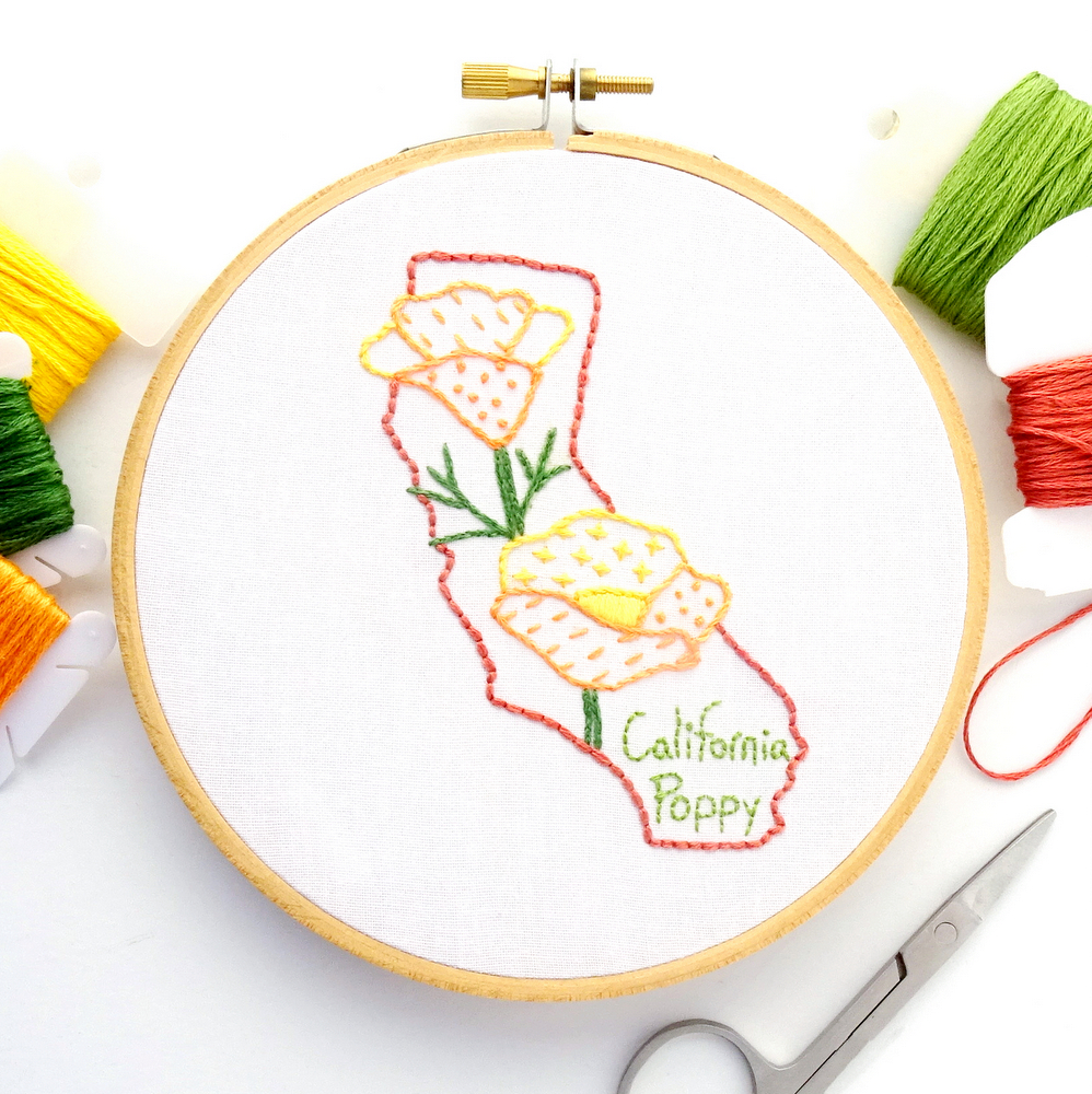California Flower Hand Embroidery Pattern {California Poppy}