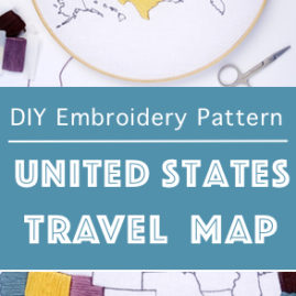 United States Travel Map Embroidery Pattern