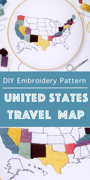 United States Travel Map Embroidery Pattern