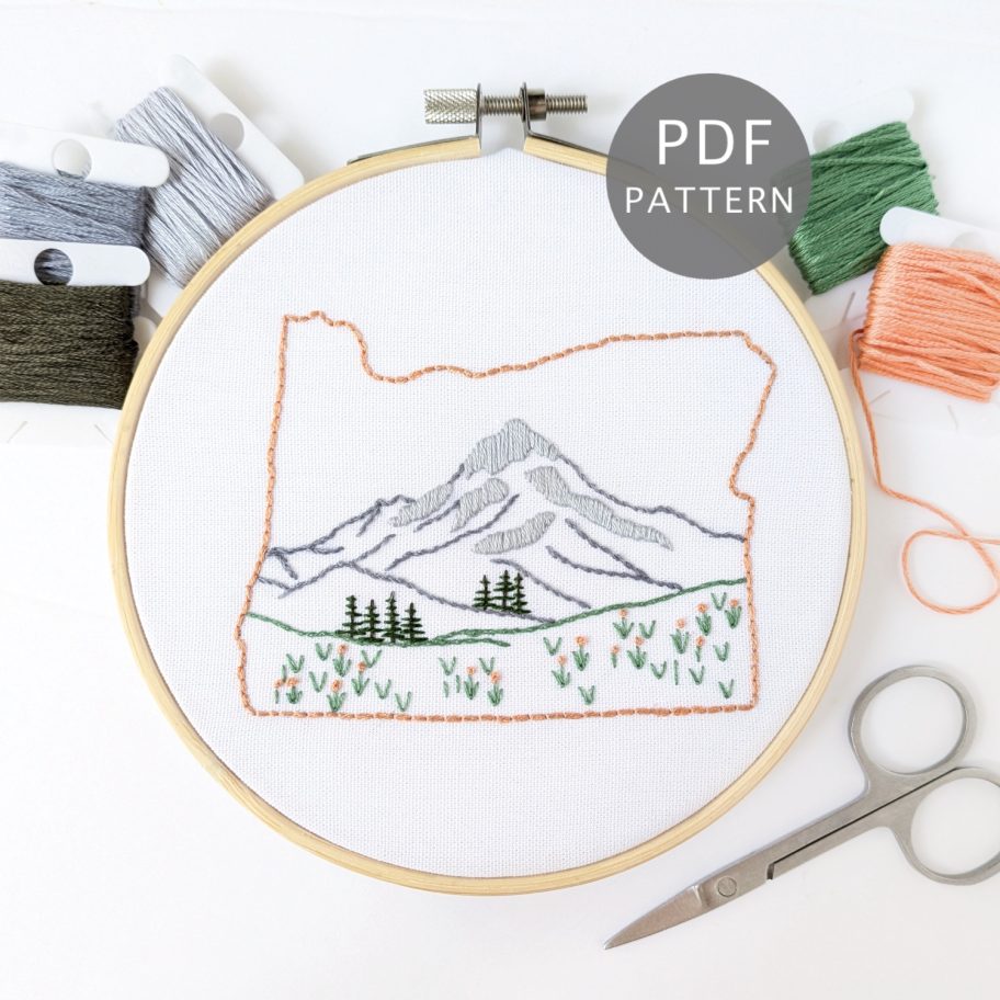 Oregon Pattern Oregon Hand Embroidery Pattern - Wandering Threads Embroidery