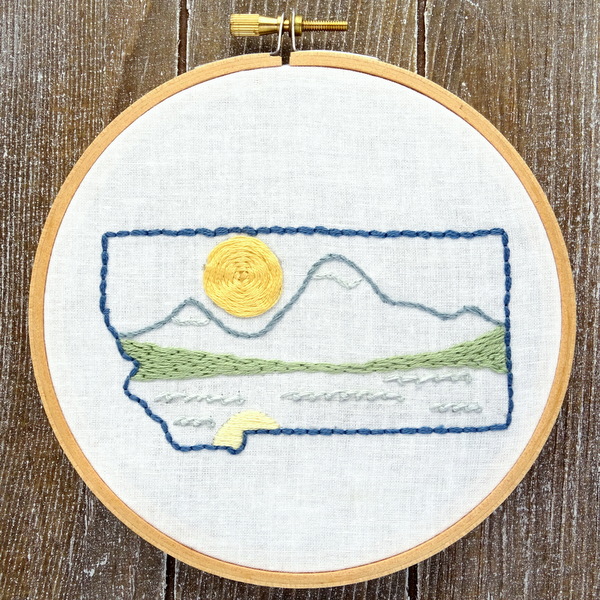 Montana State Hand Embroidery Pattern