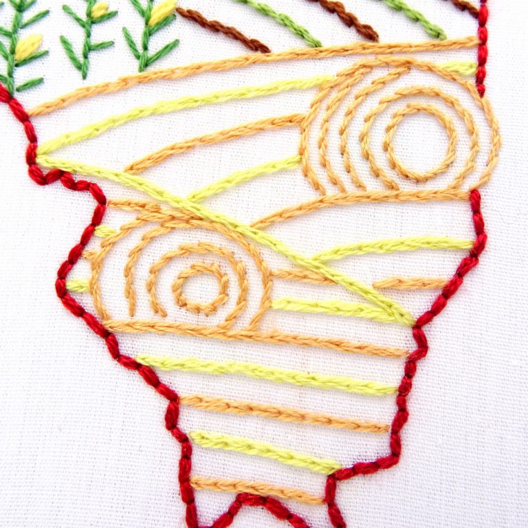 Illinois Hand Embroidery Pattern - Wandering Threads Embroidery