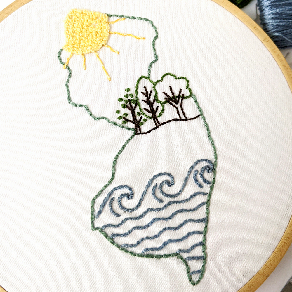 New Jersey Hand Embroidery Pattern