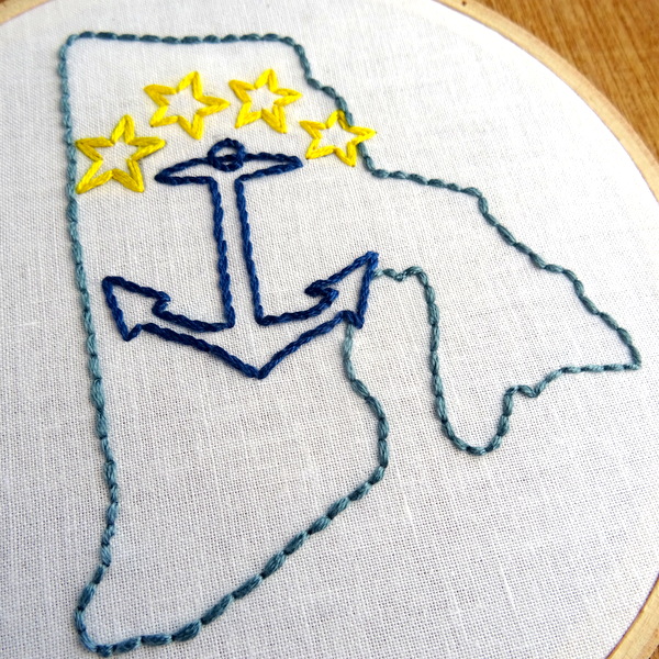 Rhode Island State Embroidery Pattern