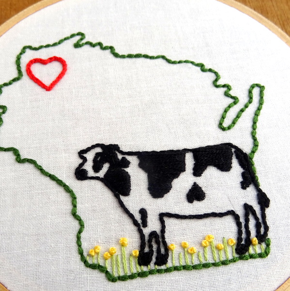 Wisconsin State Hand Embroidery Pattern