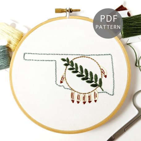 Oklahoma Shield Hand Embroidery Pattern