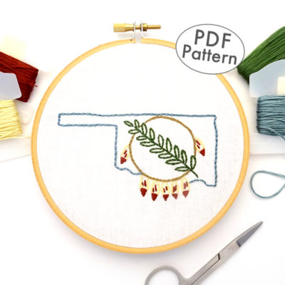 Oklahoma Shield Hand Embroidery Pattern