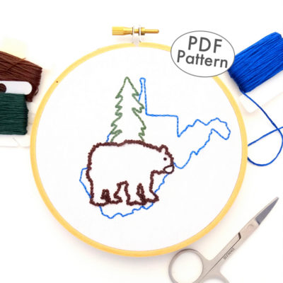 West Virginia Hand Embroidery Pattern