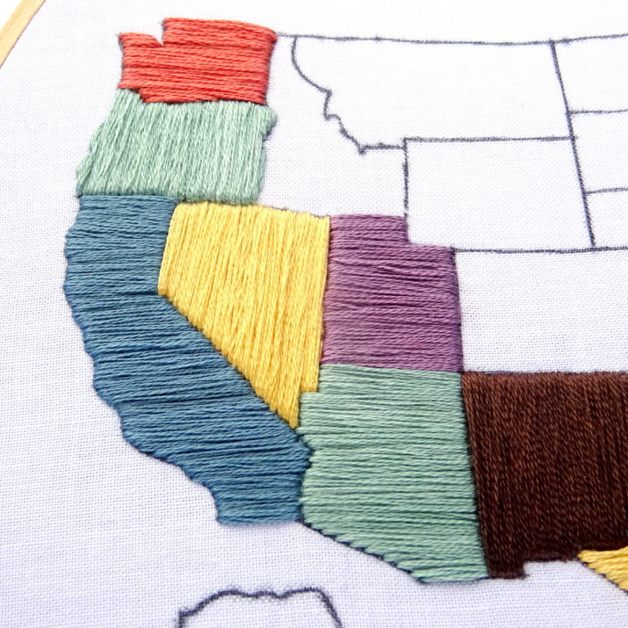 Travel Map Hand Embroidery Pattern with Custom Text - Wandering Threads ...