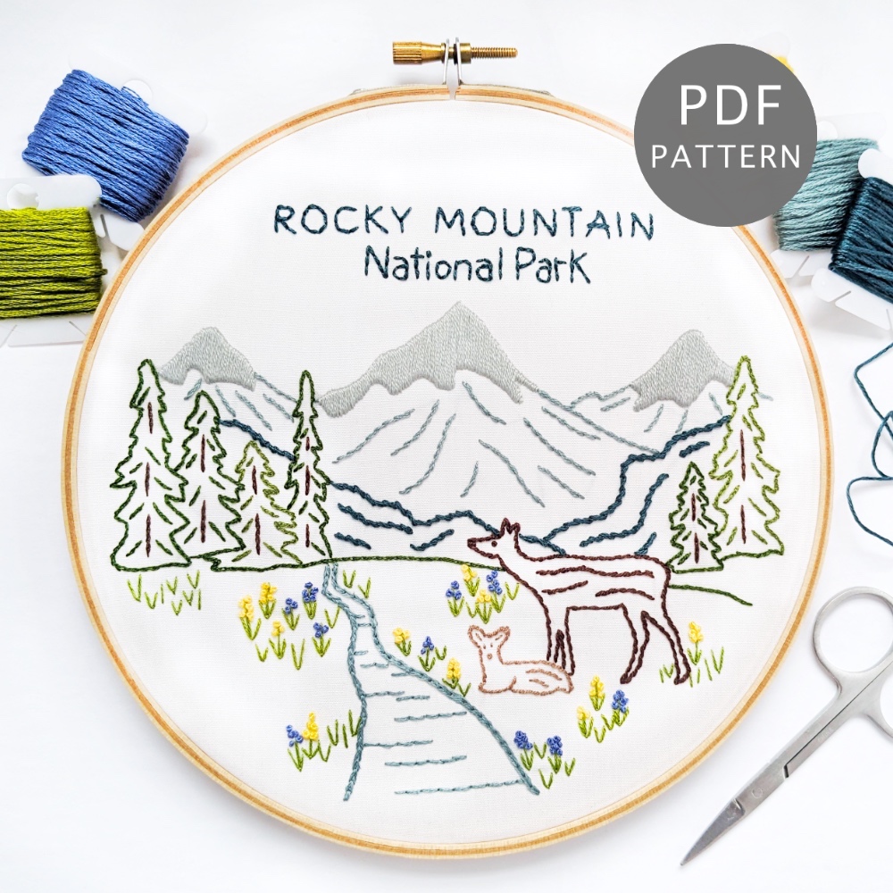 Rocky Mountain National Park Embroidery Pattern