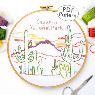 Saguaro National Park Embroidery Pattern