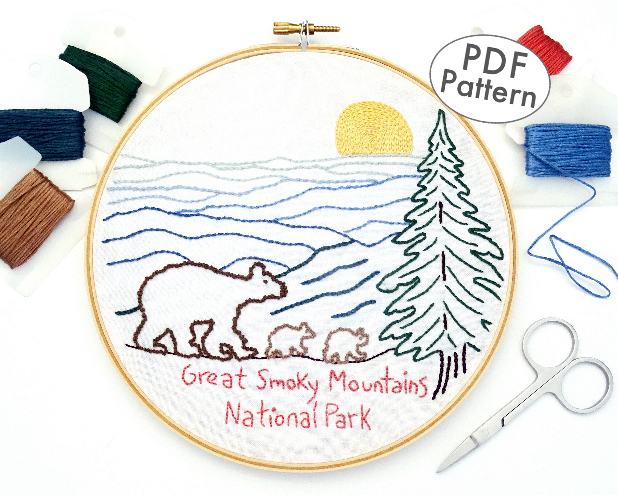 Great Smoky Mountains National Park Hand Embroidery Pattern