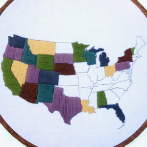 US Travel Map Embroidery Pattern