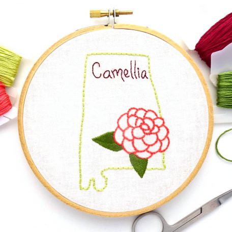 Alabama State Flower Hand Embroidery Pattern {Camellia}