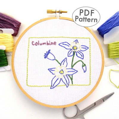 Colorado State Flower Hand Embroidery Pattern {Columbine}