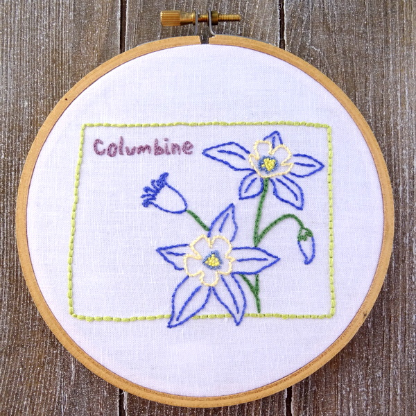 Colorado State Flower Hand Embroidery Patten {Columbine}