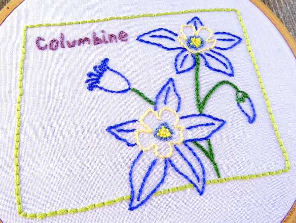 Colorado State Flower Hand Embroidery Patten {Columbine}