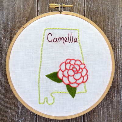 Alabama State Flower Hand Embroidery Patten {Camellia}