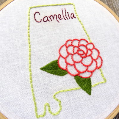 Alabama State Flower Hand Embroidery Patten {Camellia}