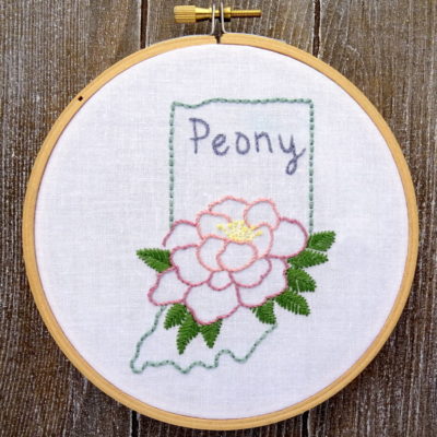 Indiana State Flower Hand Embroidery Patten {Peony}