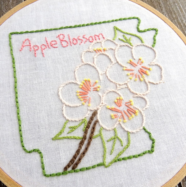 Arkansas State Flower Hand Embroidery Patten {Apple Blossom}