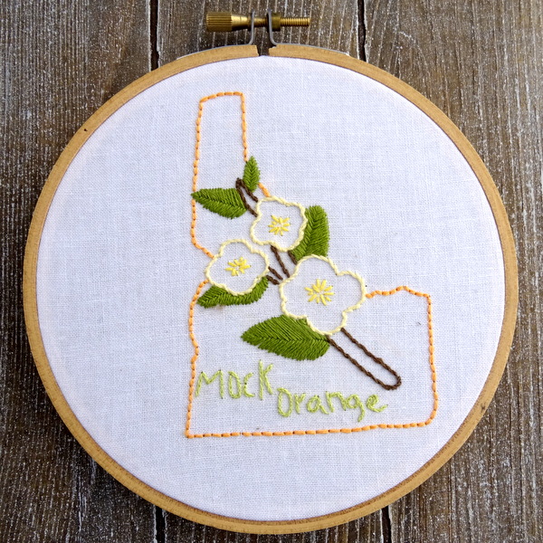 Idaho State Flower Hand Embroidery Pattern {Mock Orange}