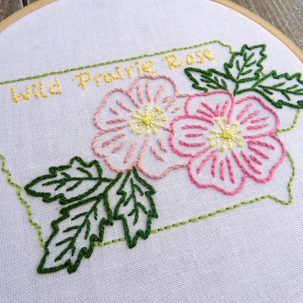 Iowa State Flower Hand Embroidery Pattern {Wild Prairie Rose}