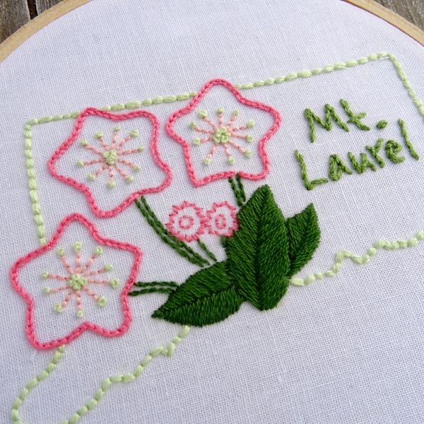 Connecticut State Flower Hand Embroidery Pattern {Mt. Laurel}