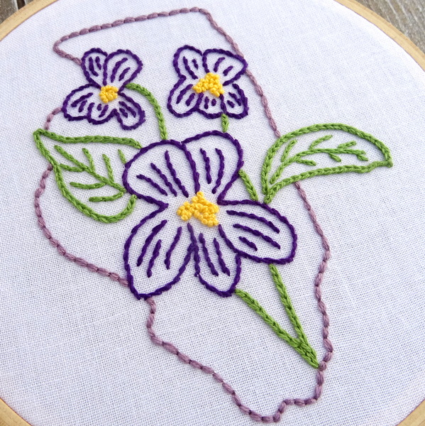 Illinois State Flower Hand Embroidery Pattern {Violet}