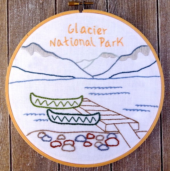 Glacier National Park Hand Embroidery Pattern