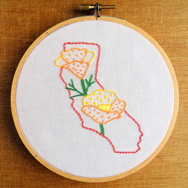 California State Flower Embroidery Pattern {California Poppy}