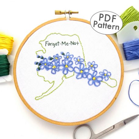 Alaska State Flower Hand Embroidery Pattern {Forget-Me-Not}