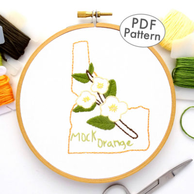 Idaho State Flower Hand Embroidery Pattern {Mock Orange}