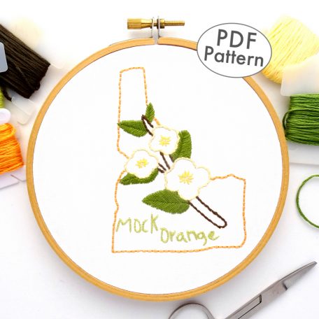 Idaho State Flower Hand Embroidery Pattern {Mock Orange}