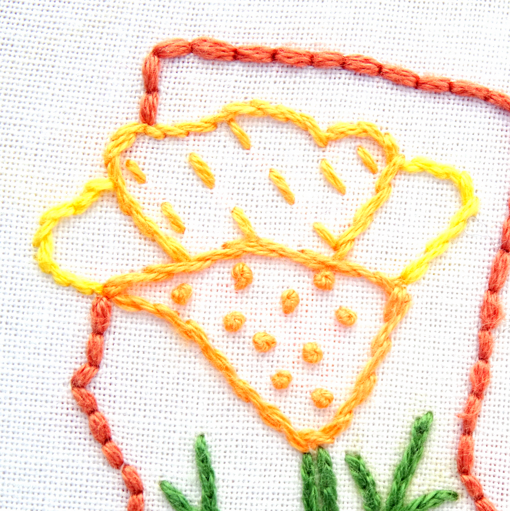 California Flower Hand Embroidery Pattern {California Poppy}