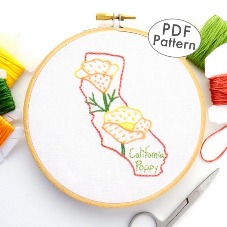 California Flower Hand Embroidery Pattern {California Poppy}