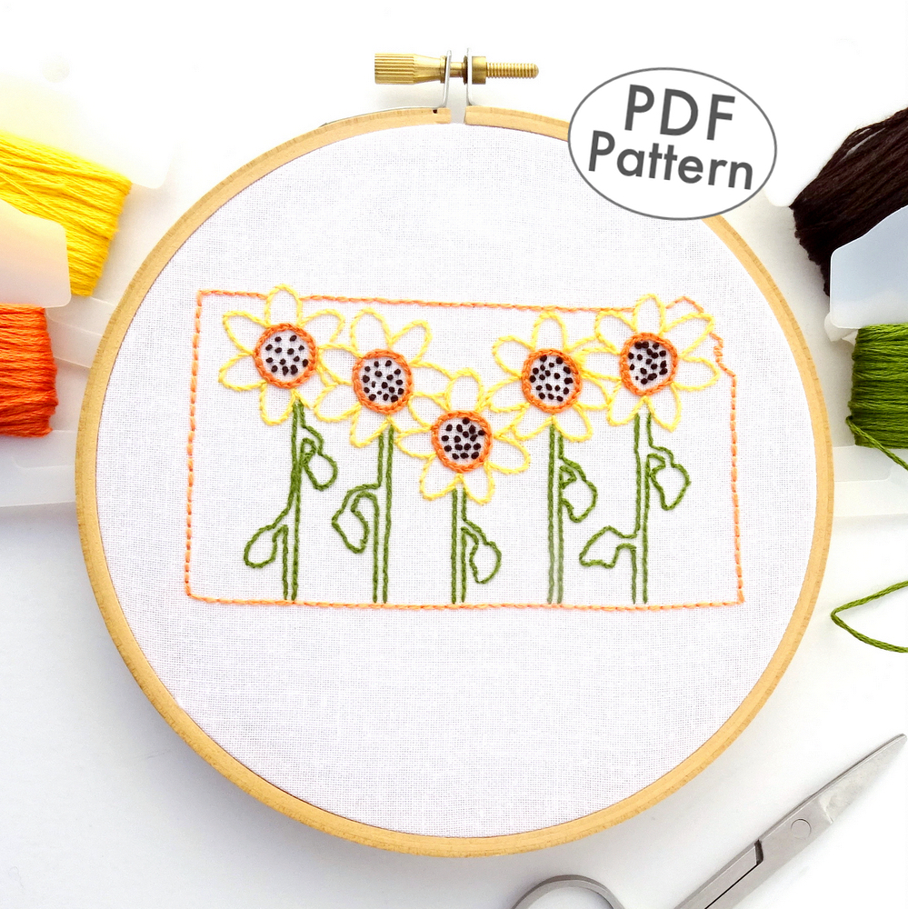 Kansas State Flower Hand Embroidery Pattern {Sunflower}