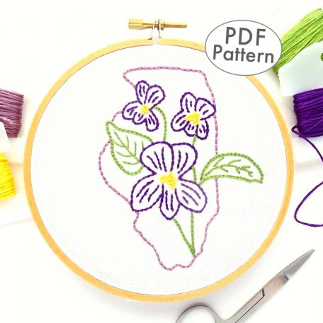 Illinois State Flower Hand Embroidery Pattern {Violet}