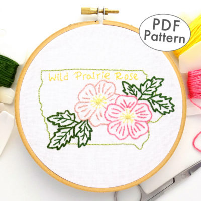 Floral Hand Embroidery Design Lady Peaking Through Rose Bush Embroidery PDF Pattern