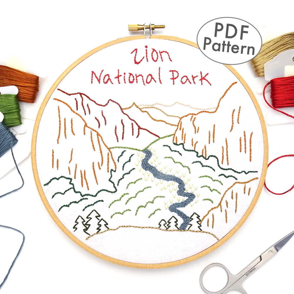 Zion National Park Hand Embroidery Pattern