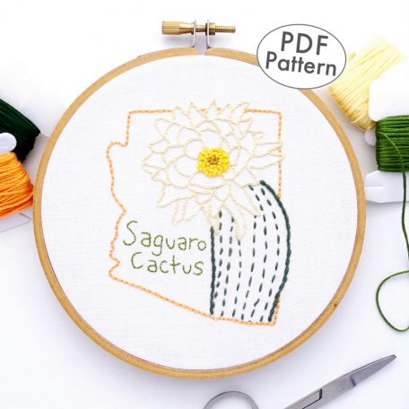 Arizona Flower Hand Embroidery Pattern {Saguaro Cactus}