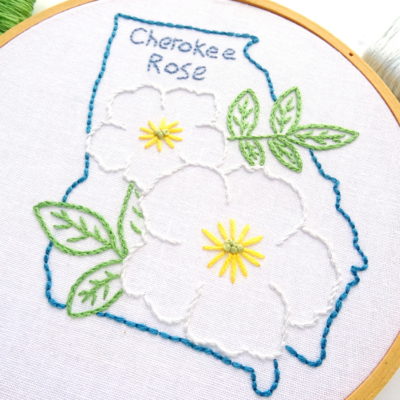 Georgia State Flower Hand Embroidery Pattern {Cherokee Rose}