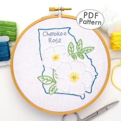 Georgia State Flower Hand Embroidery Pattern {Cherokee Rose}