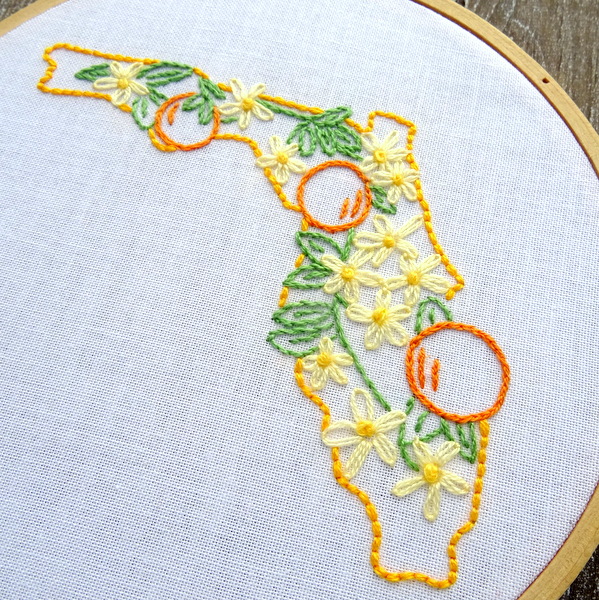Florida State Flower Hand Embroidery Patten {Orange Blossom}