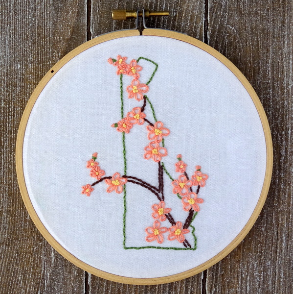Delaware State Flower Hand Embroidery Pattern {Peach Blossom}