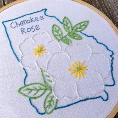 Georgia State Flower Hand Embroidery Pattern {Cherokee Rose}