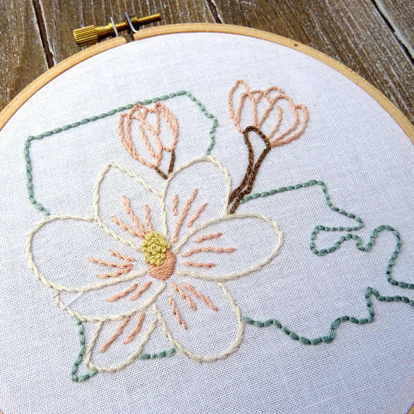 Louisiana State Flower Hand Embroidery Pattern {Magnolia}