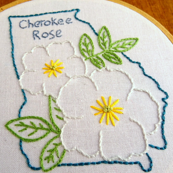 Georgia State Flower Embroidery Pattern {Cherokee Rose}
