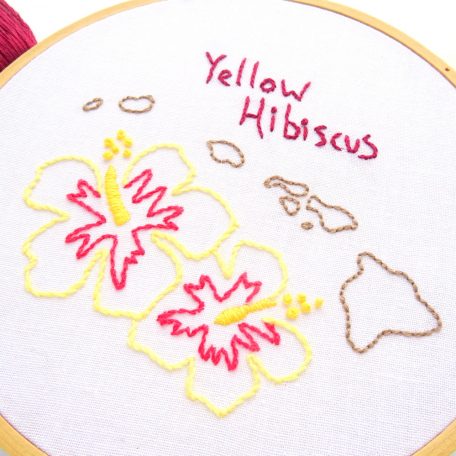 hawaii-state-flower-hand-embroidery-pattern-yellow-hibiscus