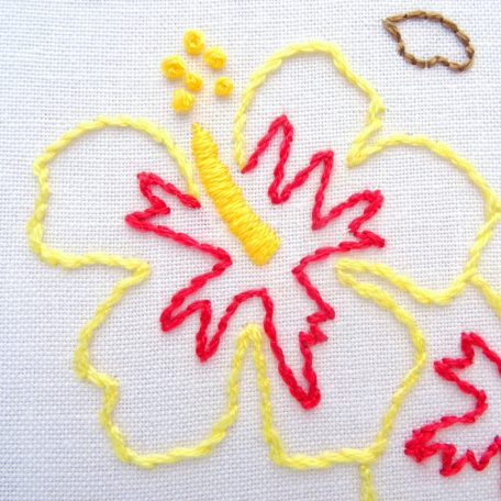 hawaii-state-flower-hand-embroidery-pattern-yellow-hibiscus